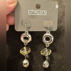0002-Chico's Silver and Yellow Dangle Earrings